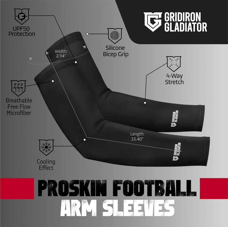Gridiron Gladiator Football Arm Sleeve - Sport Compression Sleeves Men Women - Lightweight Breathable UPF 50+ Sun Protection - Image 3